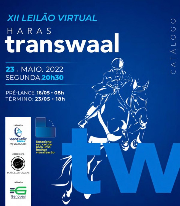 XII LEILÃO VIRTUAL HARAS TRANSWAAL